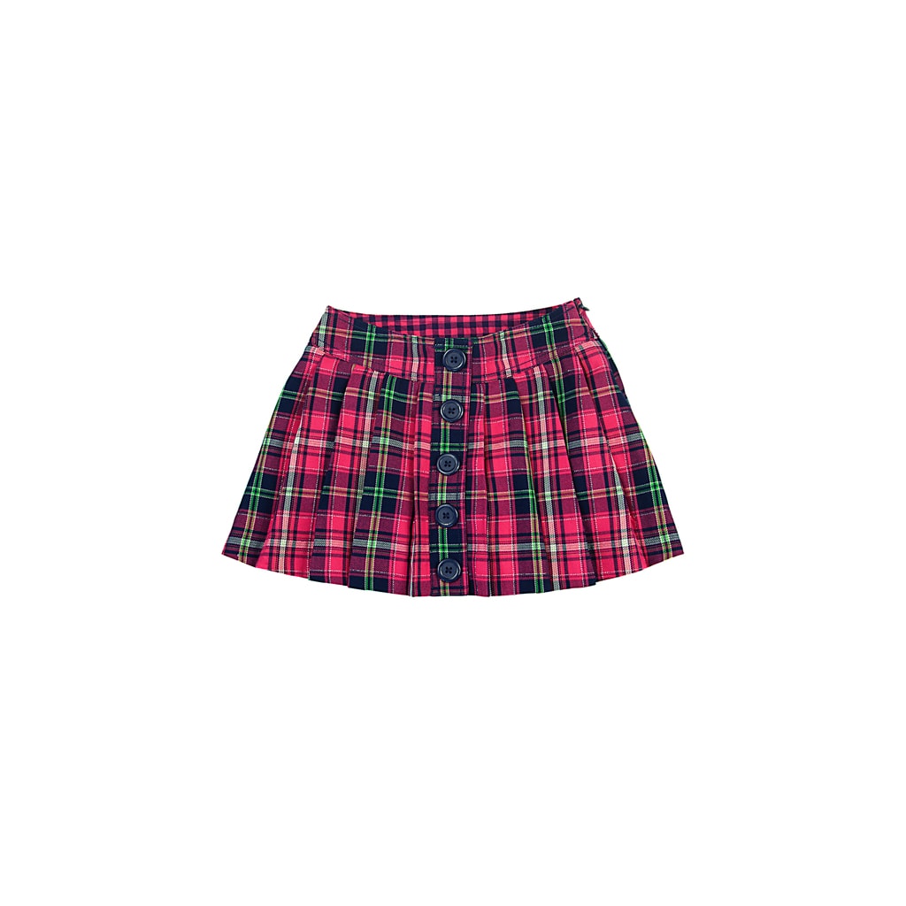 Plaid Buttoned Skirt