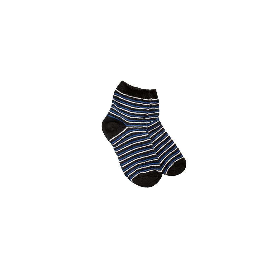 Black, Blue & White Striped Socks